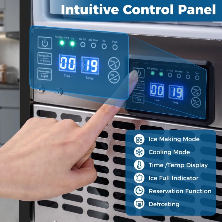 Commercial Under Counter Ice Maker 90 lbs/Day Built-in Freestanding Ice Making Machine