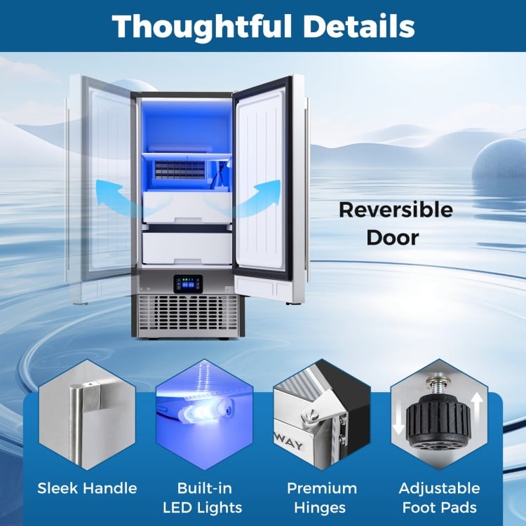 Commercial Under Counter Ice Maker 90 lbs/Day Built-in Freestanding Ice Making Machine