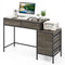 Computer Desk with 5 Drawers Home Office Desk with Side File Cabinet-Grey