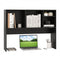 Computer Desktop Bookcase with 4 Cubbies and Open Back Compartment-Black
