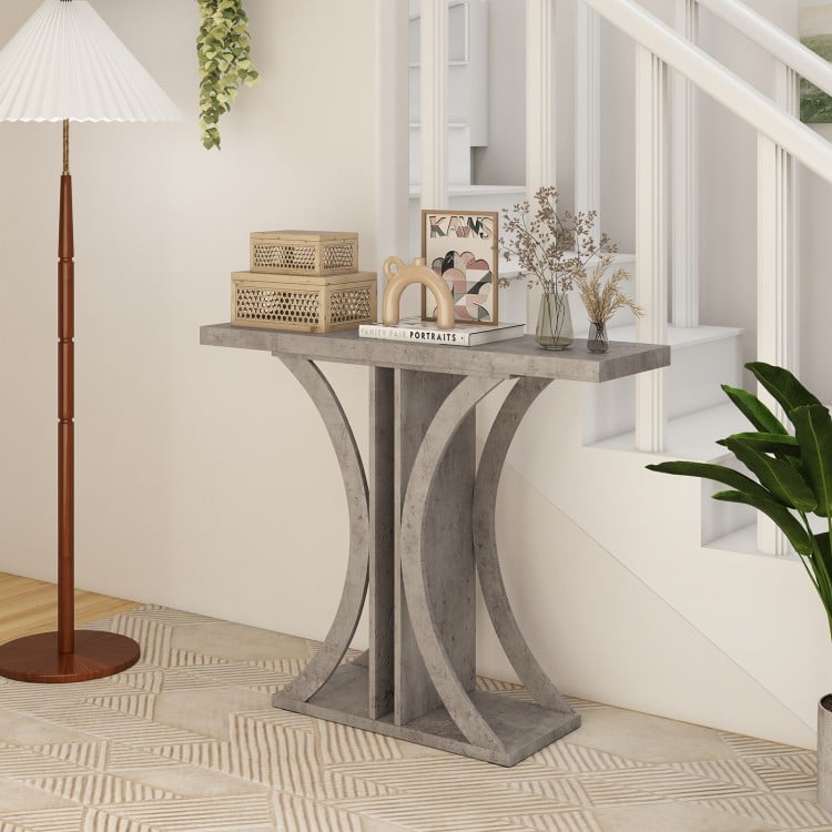 Console Table 39.5 Inch Rectangular Entryway Table with Geometric Frame-Gray