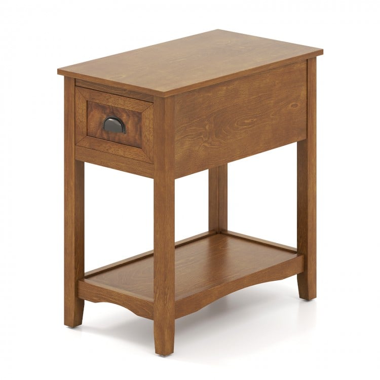 Contemporary Chair Side End Table Compact Table with Drawer Nightstand-Yellow