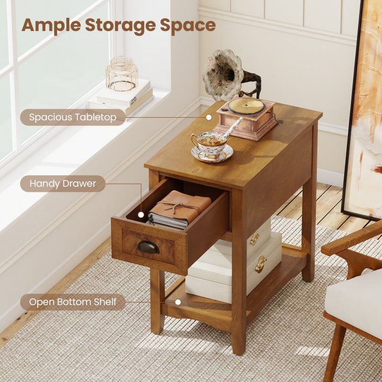 Contemporary Chair Side End Table Compact Table with Drawer Nightstand-Yellow