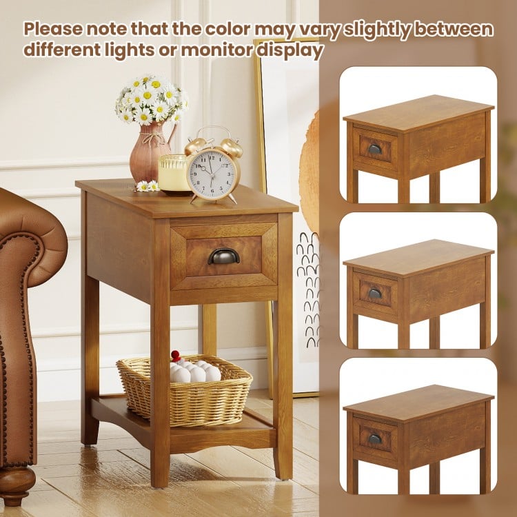 Contemporary Chair Side End Table Compact Table with Drawer Nightstand-Yellow