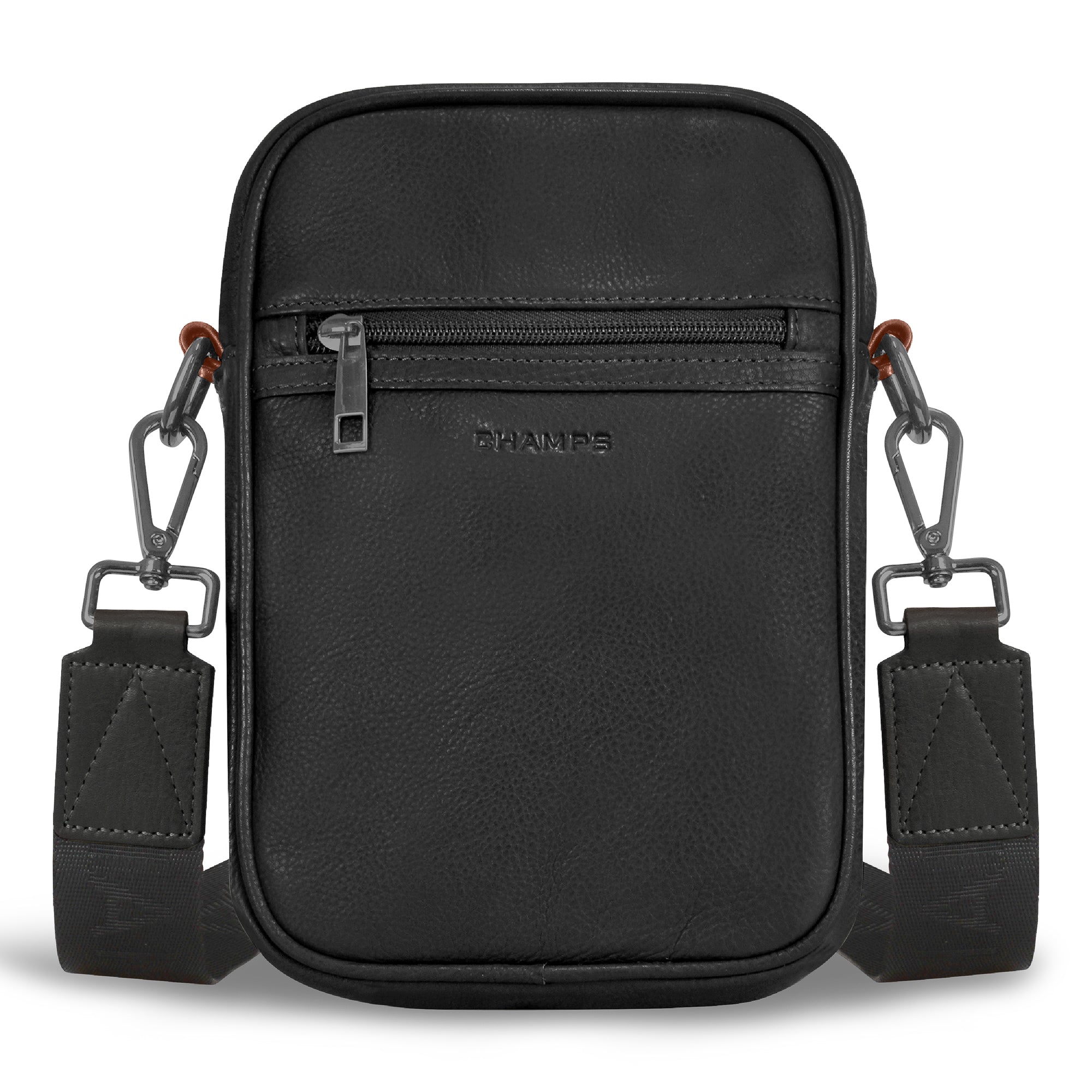 Onyx / Leather Vertical Cross-Body Bag 