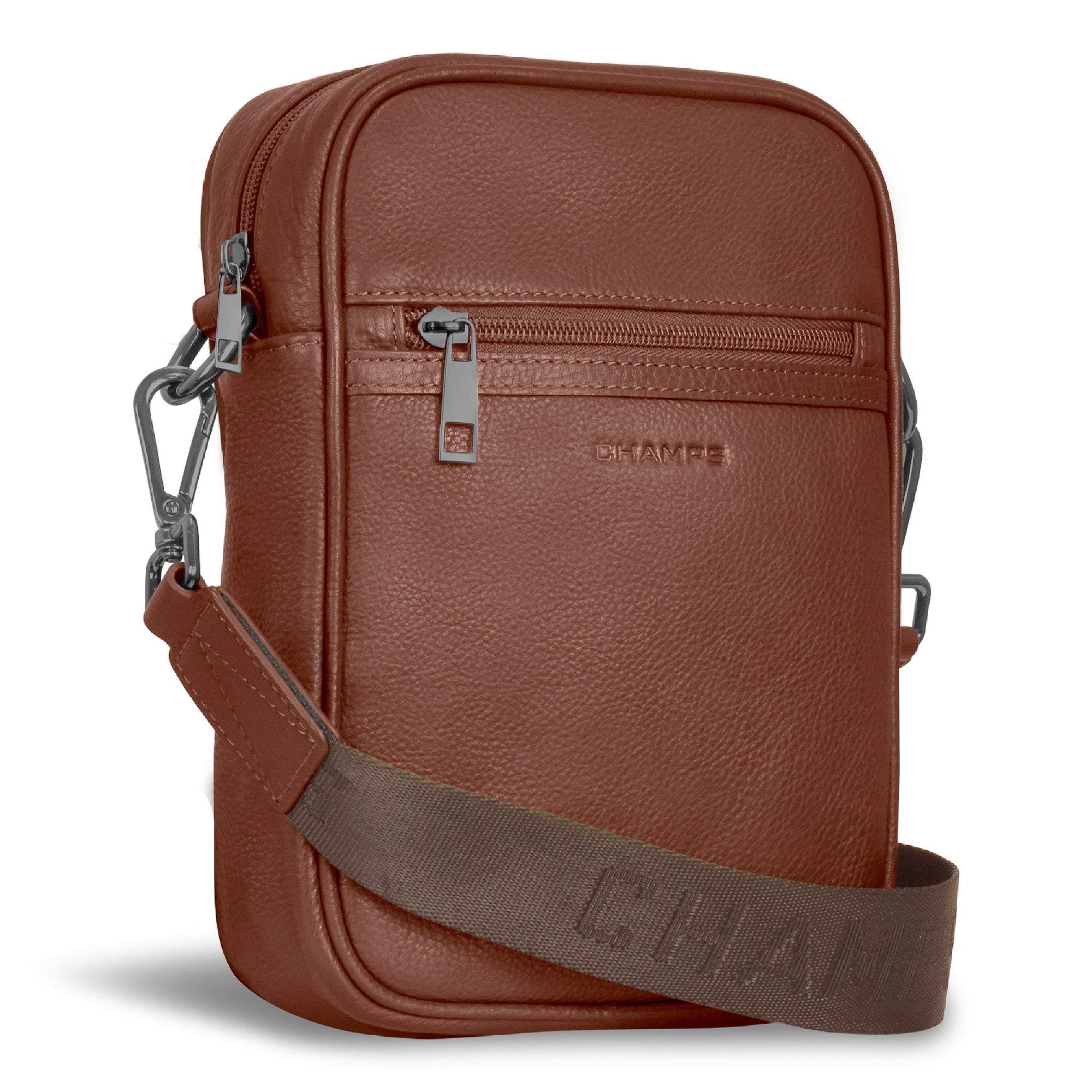 Onyx / Leather Vertical Cross-Body Bag 