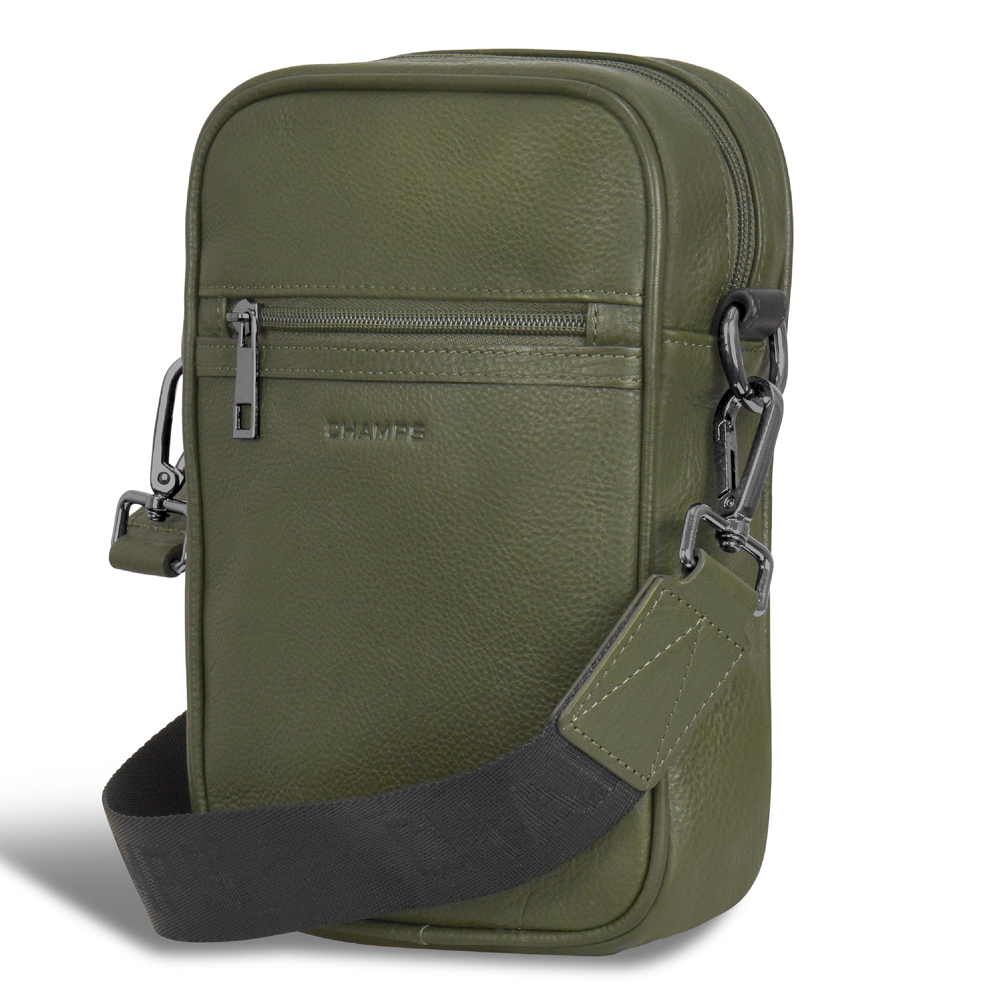 Onyx / Leather Vertical Cross-Body Bag 