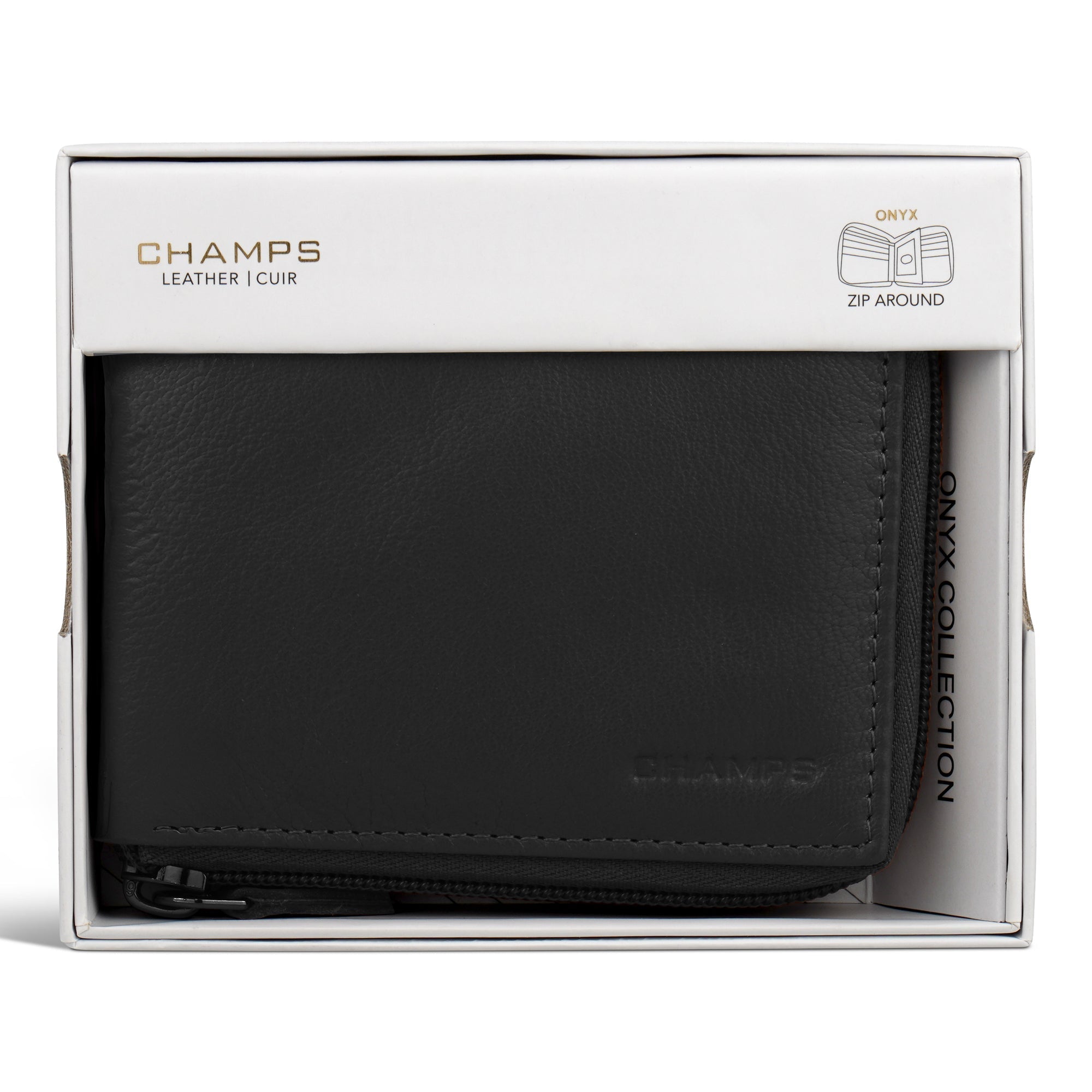 Onyx / Leather Zip Around Wallet 