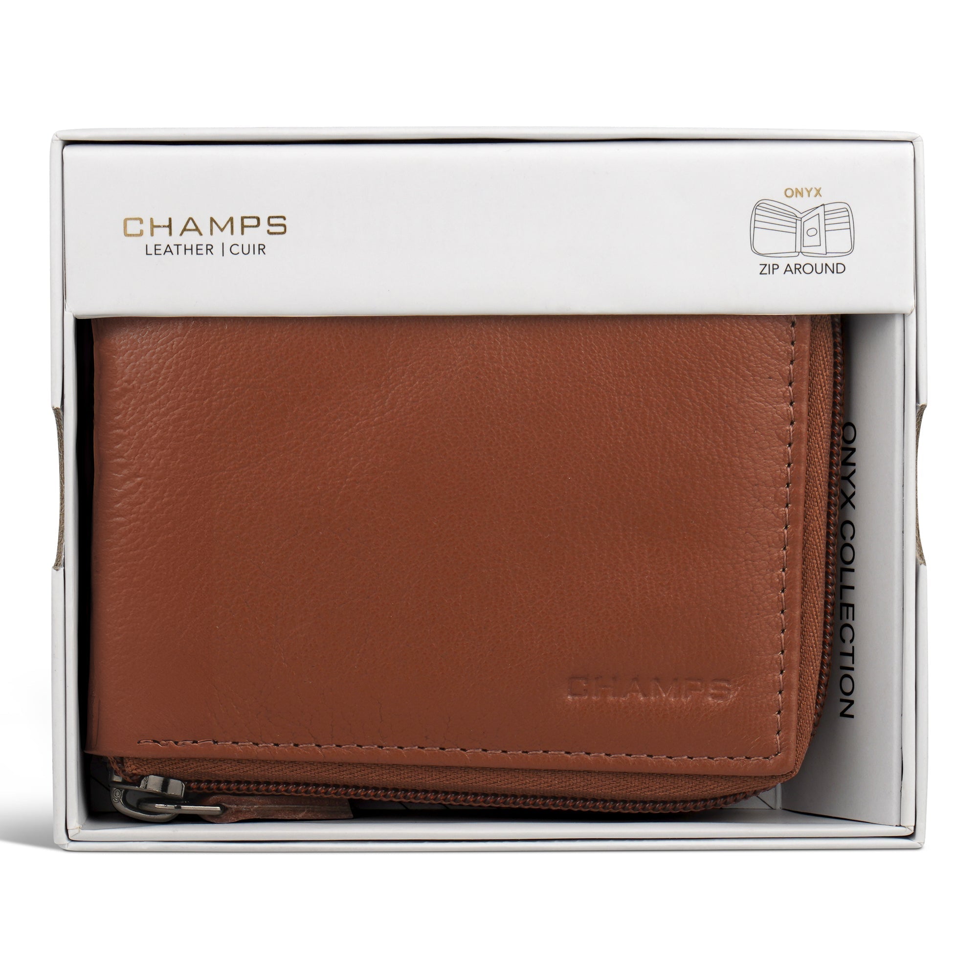 Onyx / Leather Zip Around Wallet 