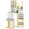 Corner Vanity Desk with Mirror and Lights Makeup Dressing Table with Triple Mirror-White