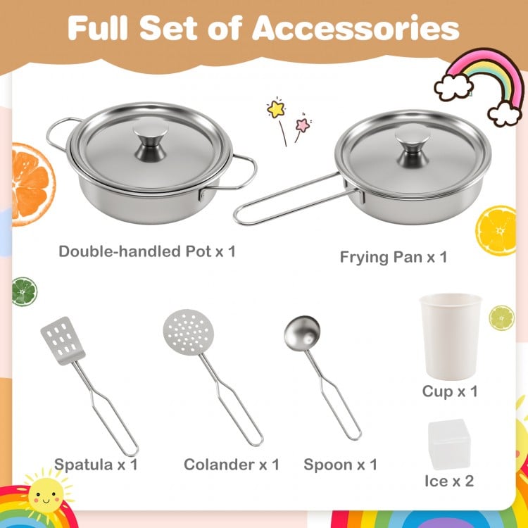 Corner Wooden Play Kitchen with Lights and Sounds Large Pretend Play Kitchen Set-White