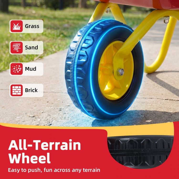 Kids Wheelbarrow with All-Terrain Wheels-Red