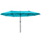 Outsunny 15' Double Canopy Patio Umbrella Sunshade Steel w Lift Crank Sky Blue