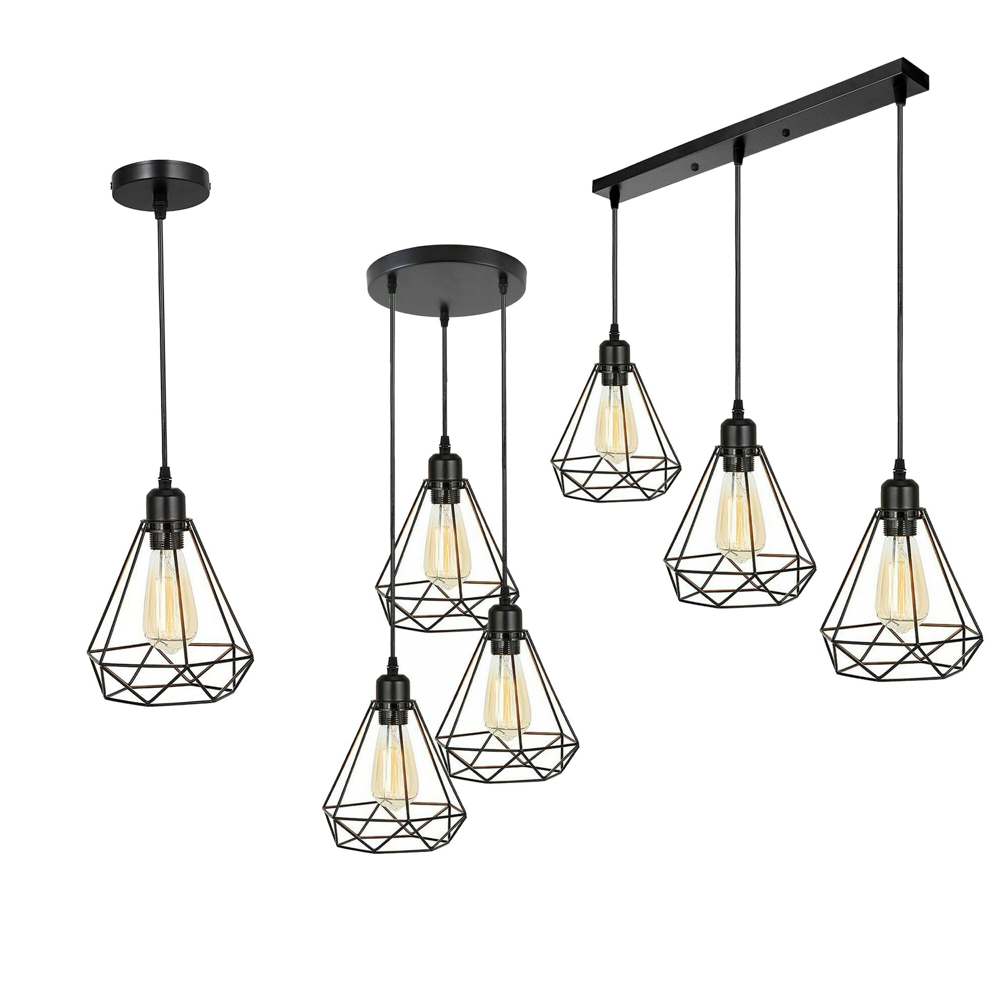 Industrial Geometric Cage Pendant Lamps Ceiling Light Fixtures~1176