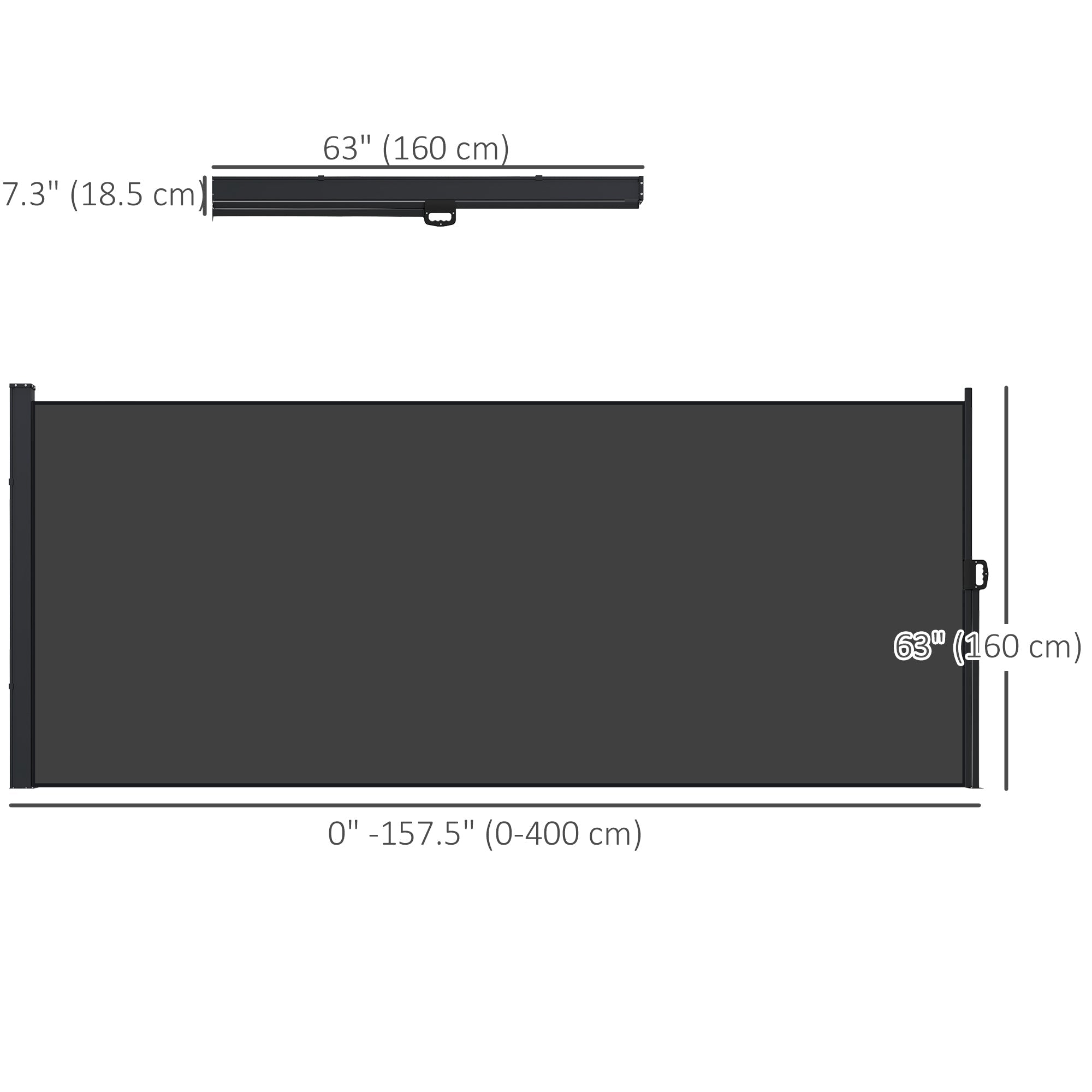Outsunny 13' x 5' Retractable Side Awning, Outdoor Privacy Screen for Garden, Hot Tub, Balcony, Terrace, Pool, Black 