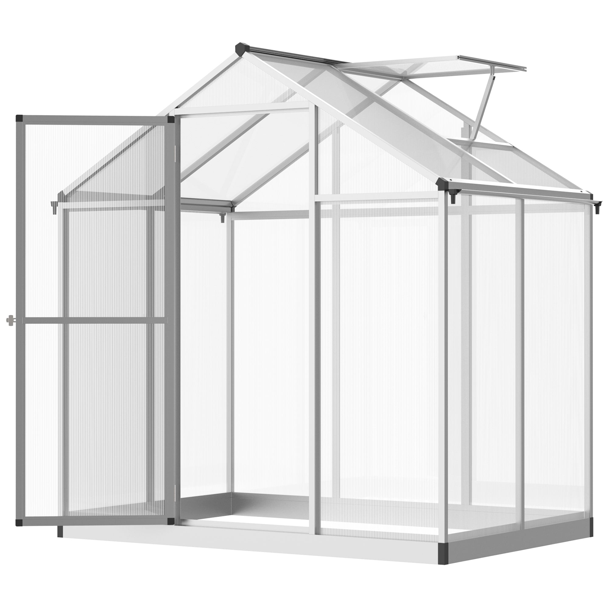 Outsunny Walk-in Garden Greenhouse 4' x 6.2' x 6.4' Polycarbonate Panels Plants Flower Growth Shed 