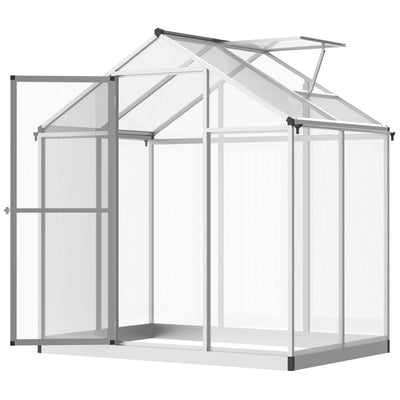 Outsunny Walk-in Garden Greenhouse 4' x 6.2' x 6.4' Polycarbonate Panels Plants Flower Growth Shed 