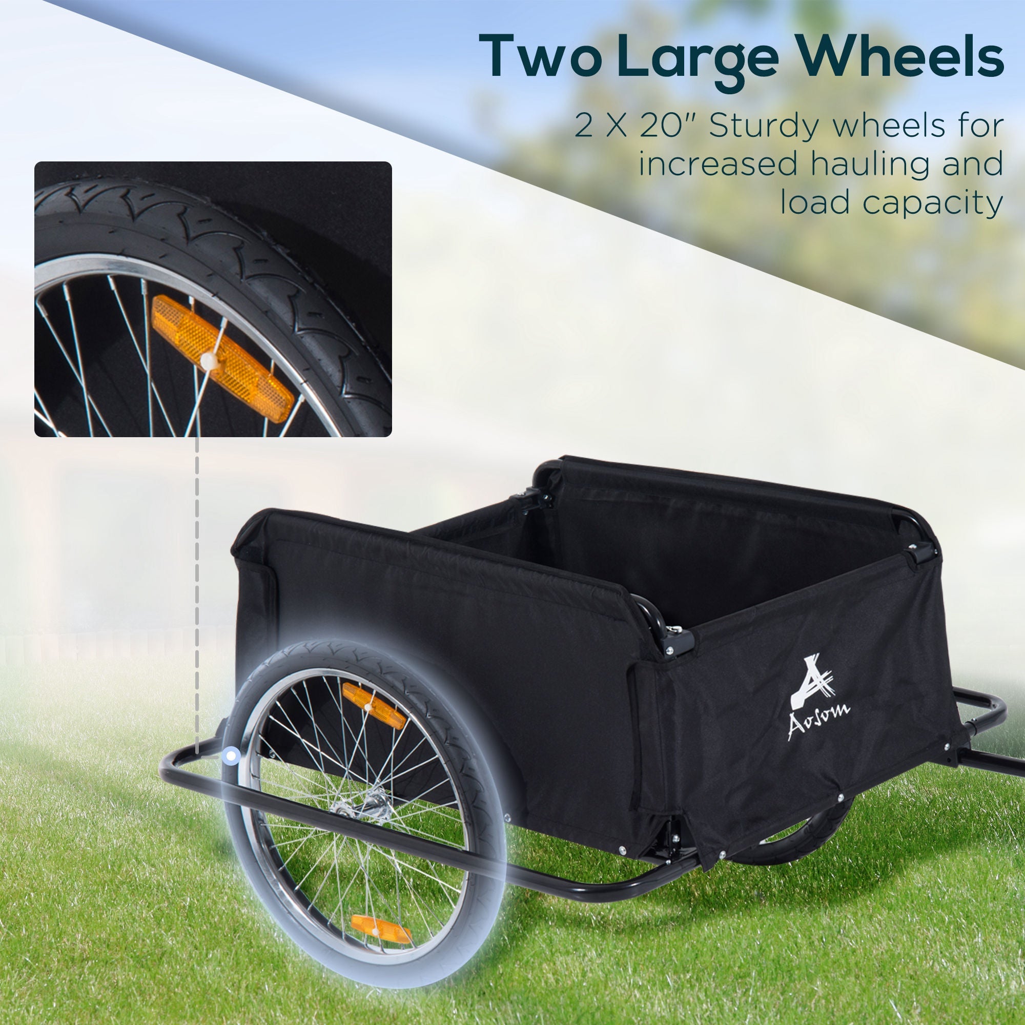 Aosom Bicycle Trailer Bike Cargo Trailer Garden Utility Cart Tool Carrier with Removable Cover Red 