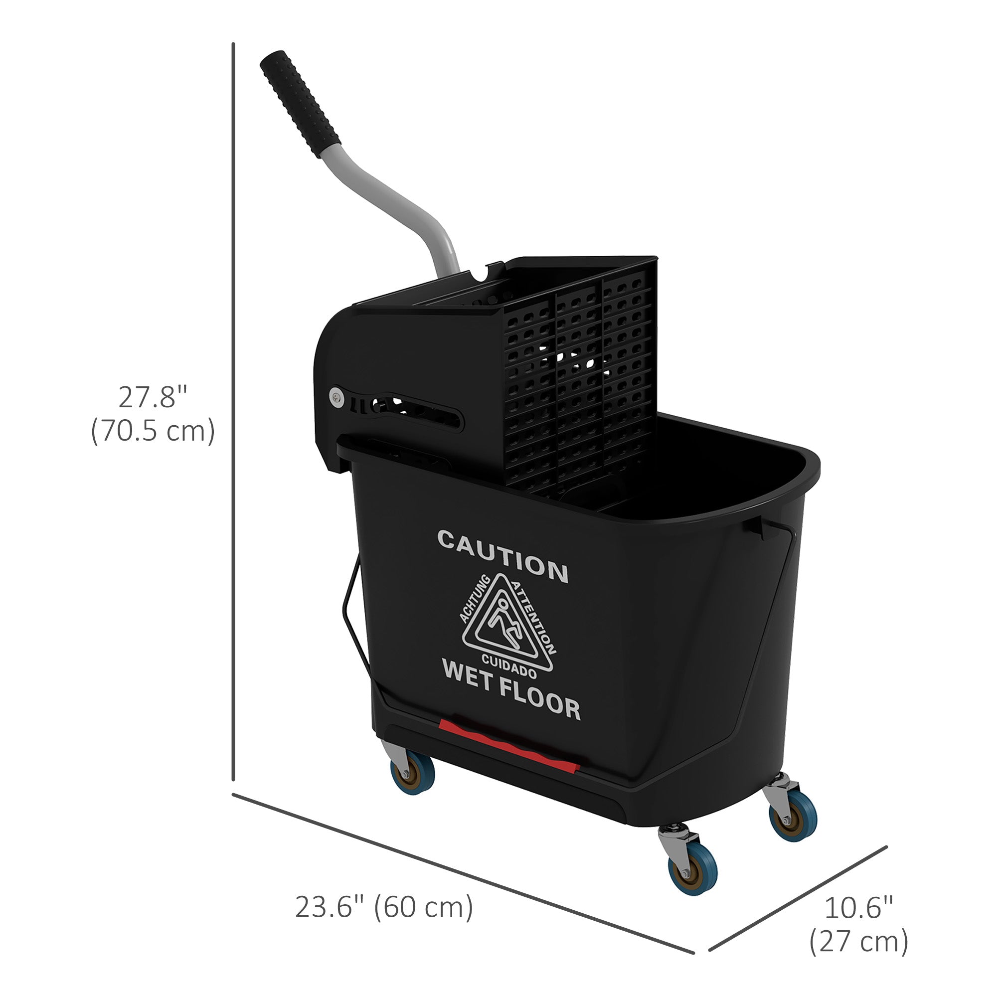 HOMCOM Mop Bucket with Wringer, Mop Bucket on Wheels for Floor Cleaning, 5 Gallon, Separate Dirty and Clean Water, Black 