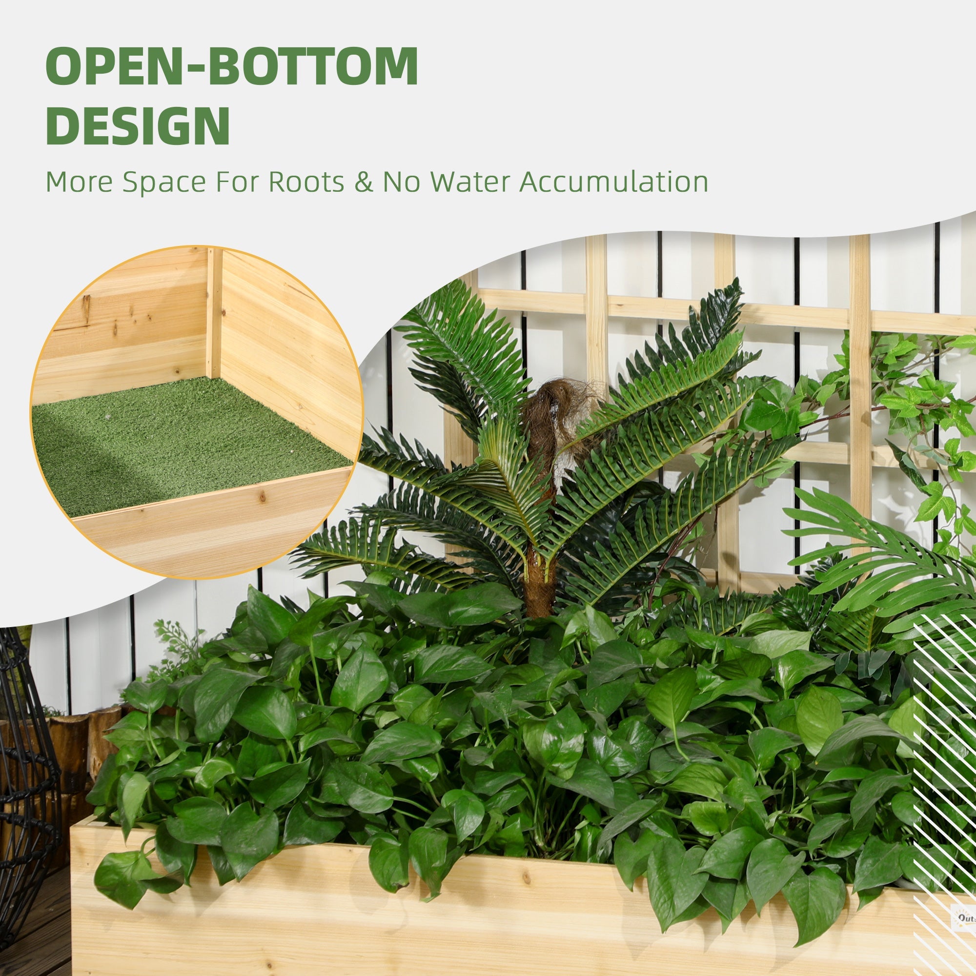 Outsunny Wooden Planter Box with Trellis: Outdoor Raised Garden Bed for Climbing Plants, Flowers & Herbs in Natural 