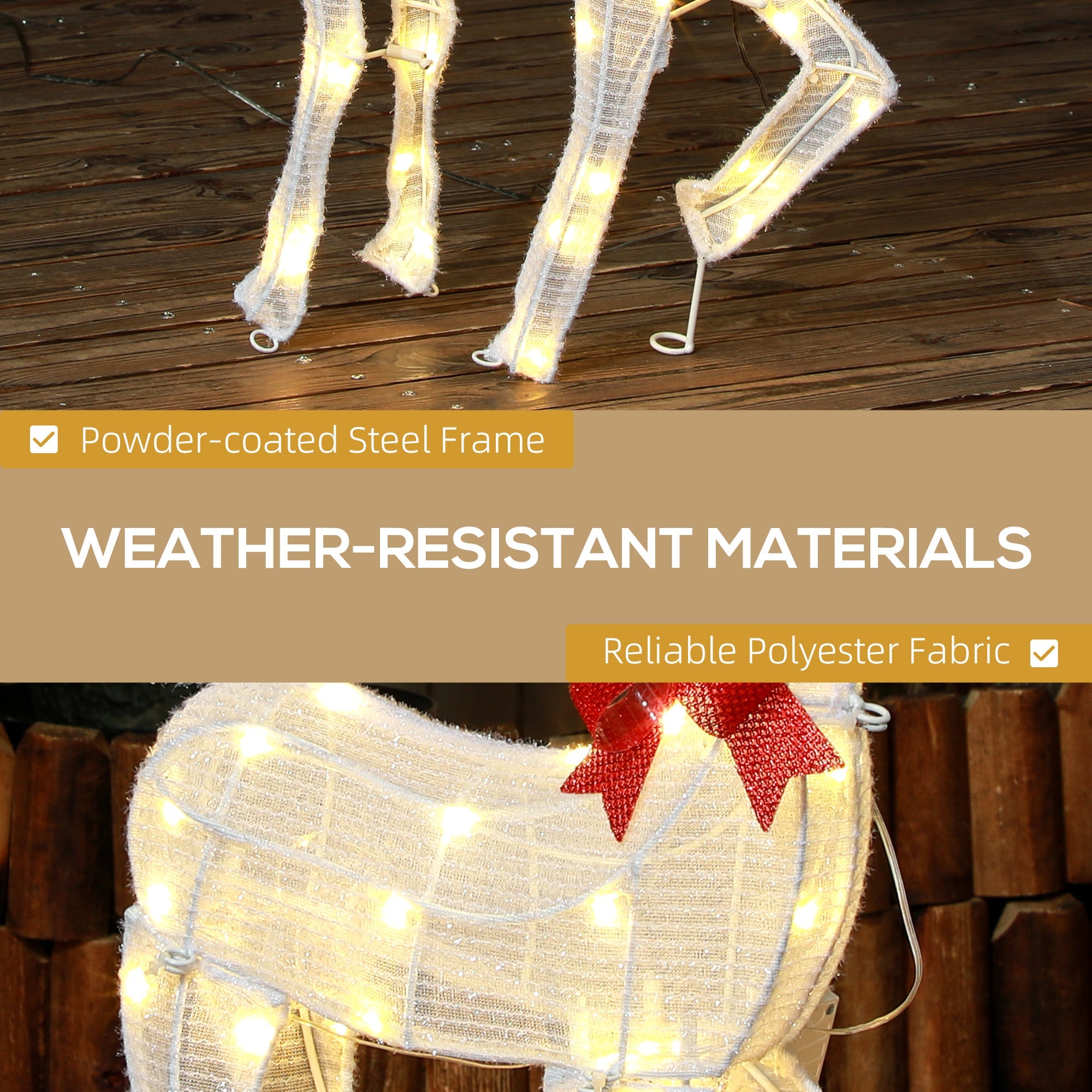 Outsunny Light Up Reindeer Yard Decoration, Lighted Deer Christmas Decoration for Indoor, Outdoor, Garden, Lawn, White 