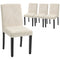 Modern Dining Chairs Set of 4, Kitchen Chairs with Rubberwood Legs and Padded Seat, Beige