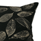 Black Leaf Cushion Cover – Woven Leaf, 59% Polyester & 41% Rayon, Knife Edge, Visible Off-White Zipper with Gold Teeth, Hand-Made in Canada