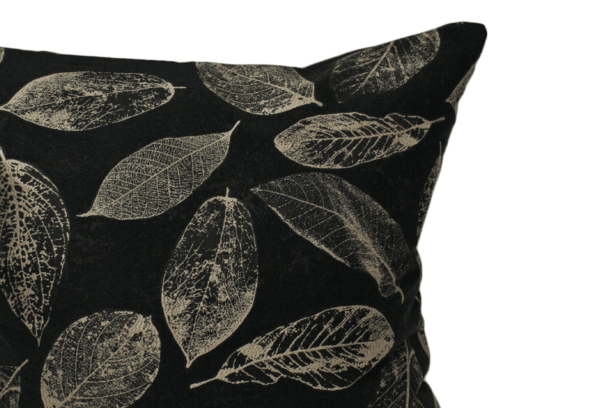 Black Leaf Cushion Cover 