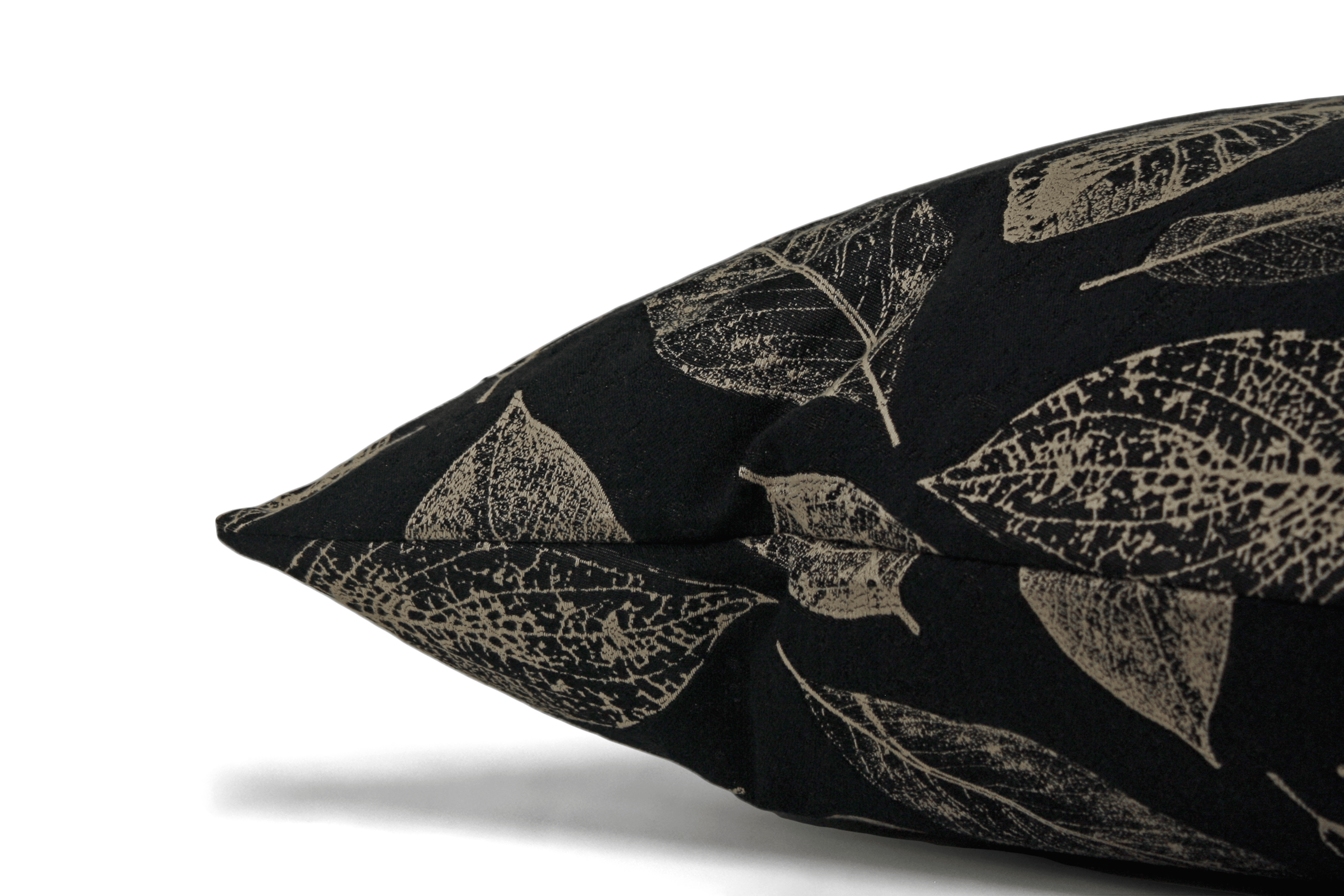 Black Leaf Cushion Cover 