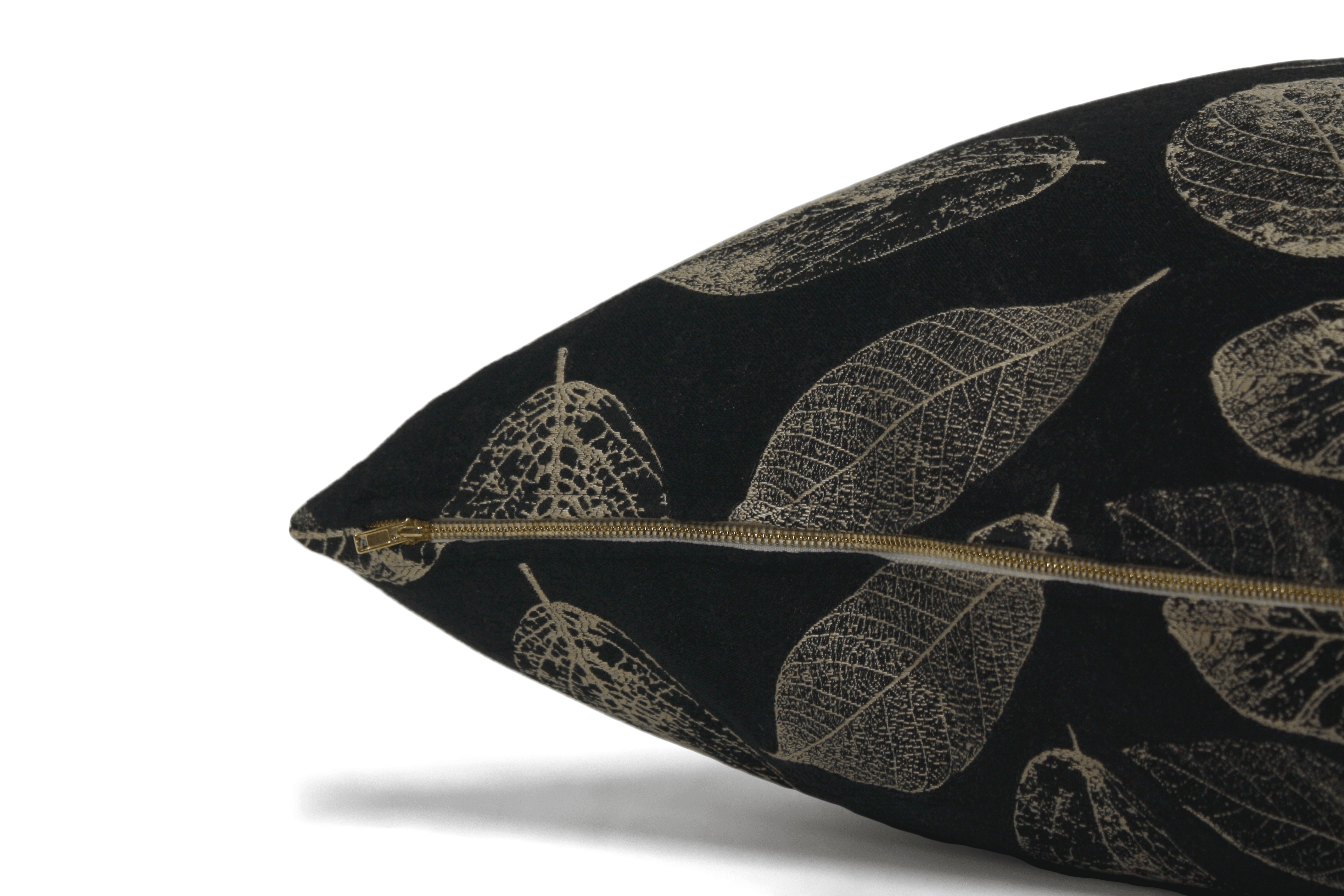 Black Leaf Cushion Cover 