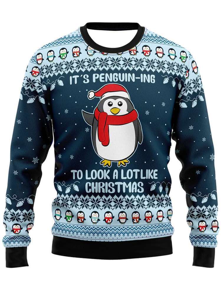 Boy Cute Penguin Sweater with Pom Pom 