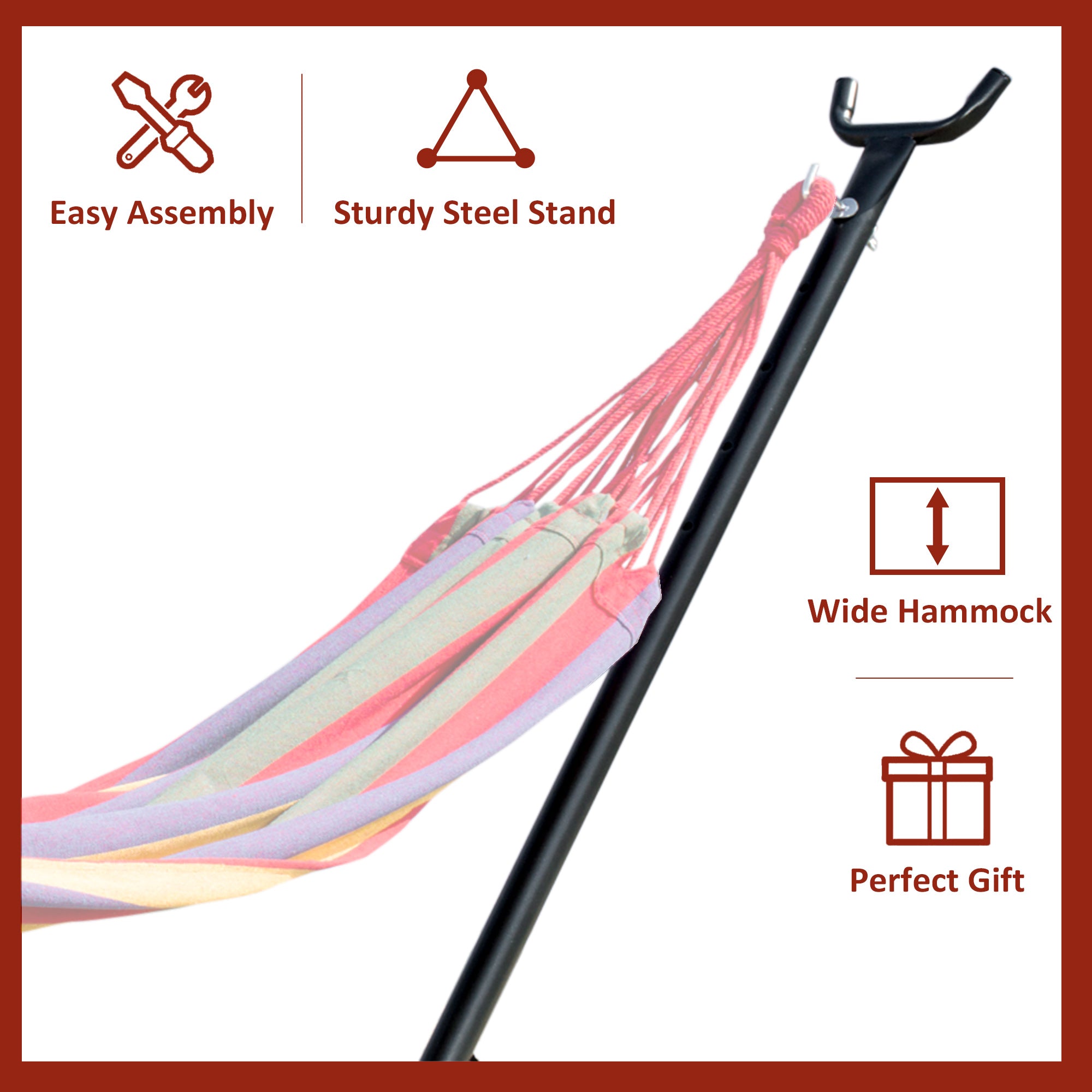 Outsunny 9.2ft Heavy Duty Adjustable Hammock Stand, Universal Metal Frame for Outdoor Relaxation, Black 