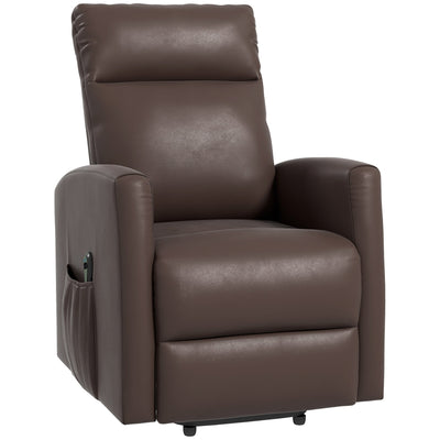 HOMCOM Power Lift Recliner Chair with Remote Control Side Pocket for Living Room Home Office Study Brown 