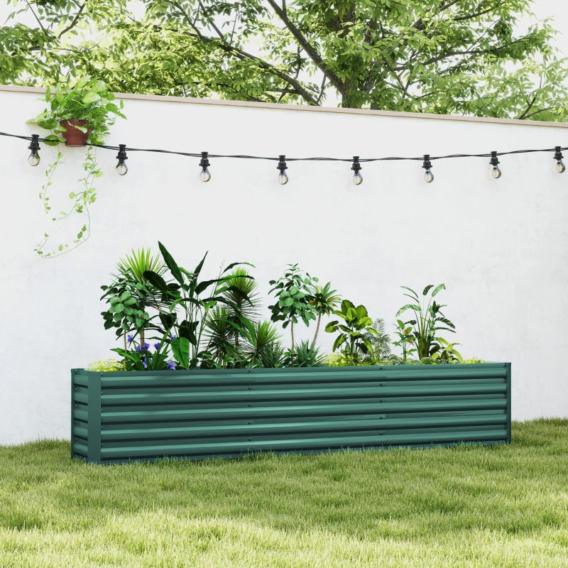 8 x 1.3 x 1.5ft Galvanized Raised Garden Bed, Reinforced Outdoor Planter Box with Open Bottom, Green