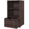 Outsunny Patio Storage Cabinet Rattan Wicker Outdoor Box Rack w/ 2 Shelf 1 Drawer Mixed Brown