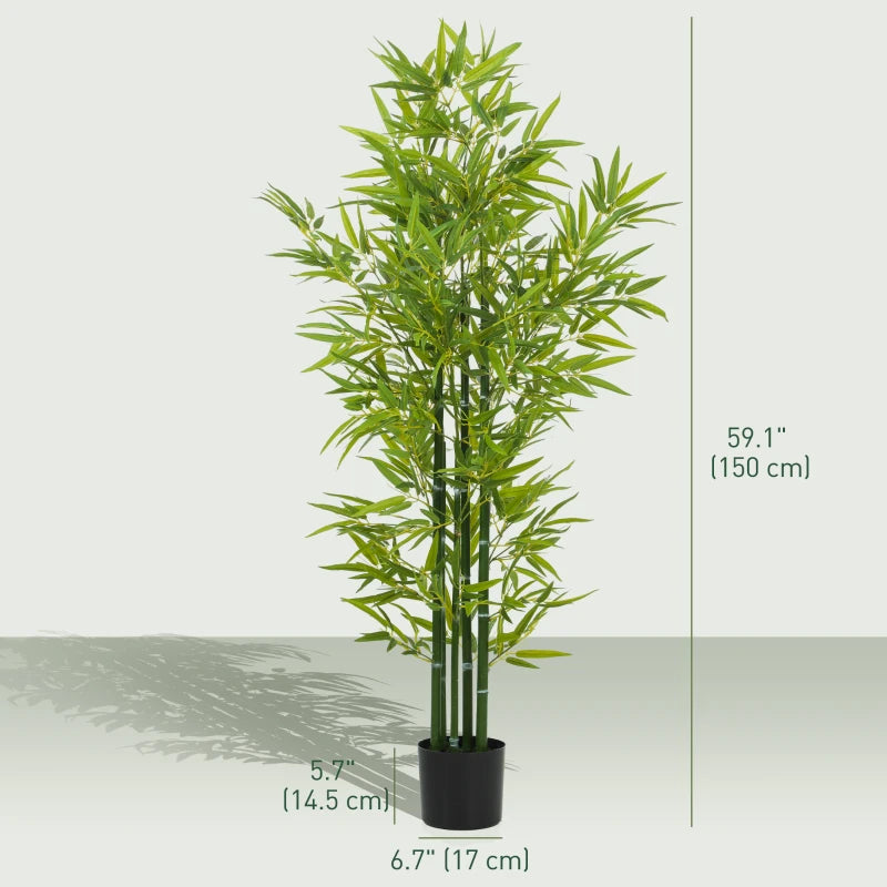 5FT Artificial Bamboo Tree, Faux Decorative Plant in Nursery Pot for Indoor Decor, Set of 2