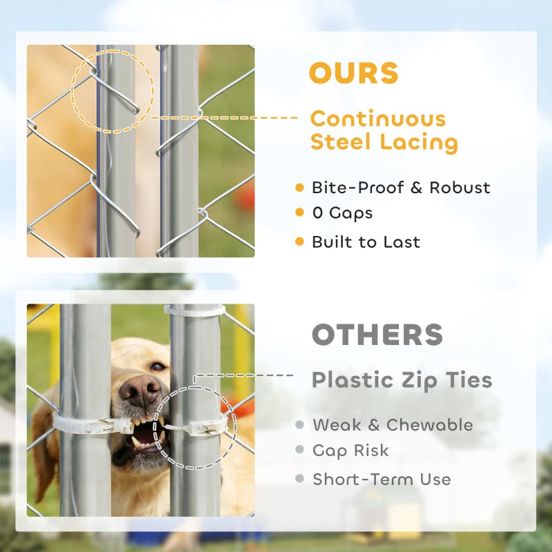 Galvanized Steel Outdoor Dog Kennel with Roof, Safety Locks, for Backyard, 19.7' x 14.8' x 7.9'