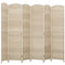 6 Ft Tall Folding Room Divider, 6 Panel Portable Privacy Screen, Hand-Woven Partition Wall Divider, Light Oak