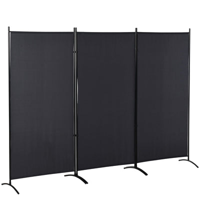HOMCOM Charcoal Chic: 6' 3-Panel Double Hinged Folding Wall Privacy Screen for Indoor Home Office, Charcoal Grey Finish 