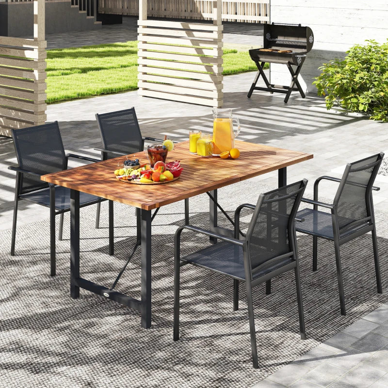 Stackable Patio Chairs Set of 4, Outdoor Dining Chairs with 20" Deep Seat, All Weather Breathable Mesh, Armrests, Black