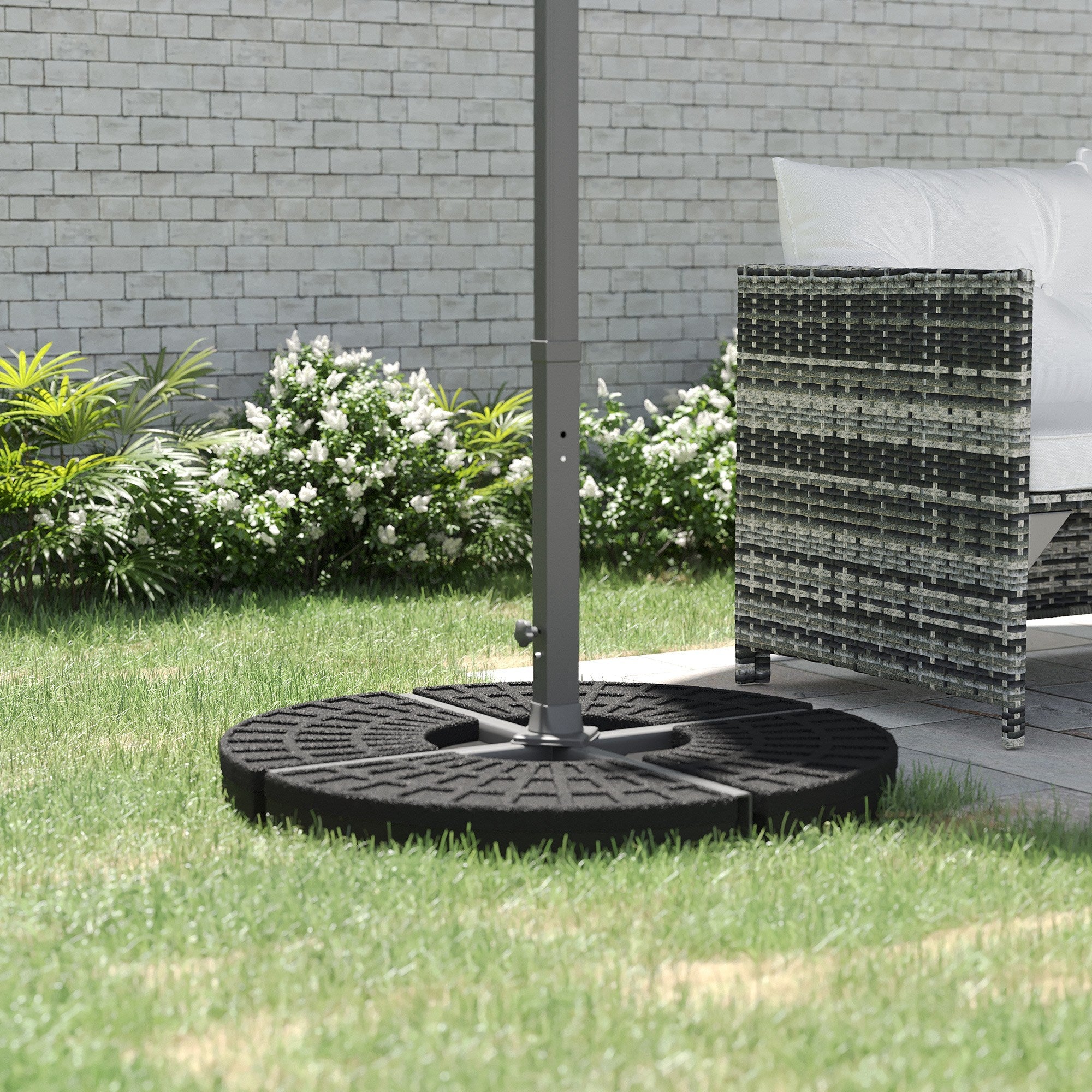 Outsunny Set of 4 Umbrella Base Weights for Cross Base Portable Outdoor Stability Accessories 