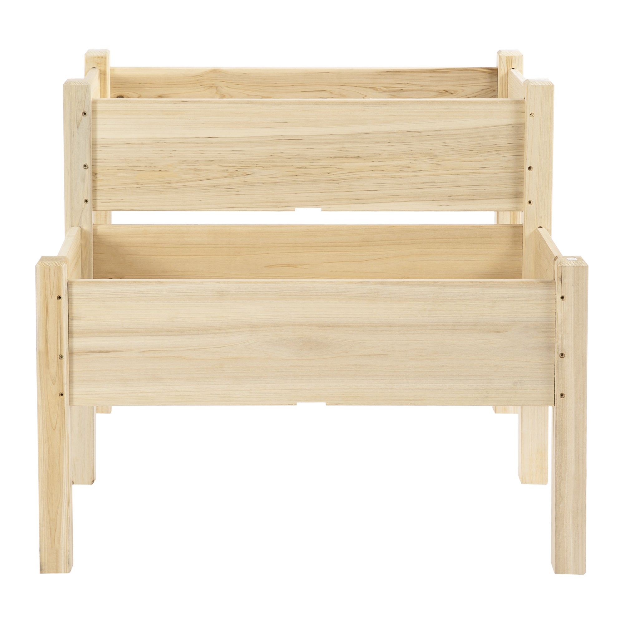 Outsunny 34"x34"x28" Wooden 2-Tier Raised Garden Bed Planter Box for Vegetables, Herbs, Flowers, Backyard, Patio, in Natural Wood 