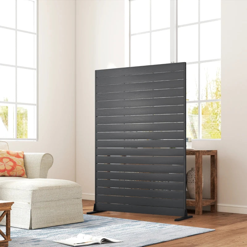 Outdoor Privacy Screen, 47.2" x 68.5" HDPE Decorative Screen Panel with Stand, Freestanding Privacy Panel, Black