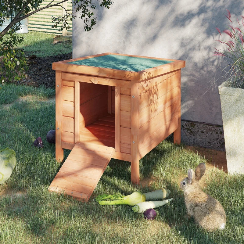 Wooden Rabbit Hutch Bunny Cage Outdoor Cat House Guinea Pig Cage Duck Shelter, Indoor Outdoor Use, 20"x16.5"x17", Orange