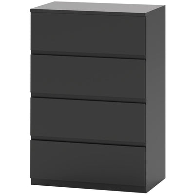 HOMCOM 4 Drawer Chest Storage Cupboard Freestanding Drawer Unit, Black 