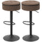 Set of 2 Barstools with Storage, Swivel Bar Stools with PU Leather Upholstered, Footrest, Steel Base, Brown