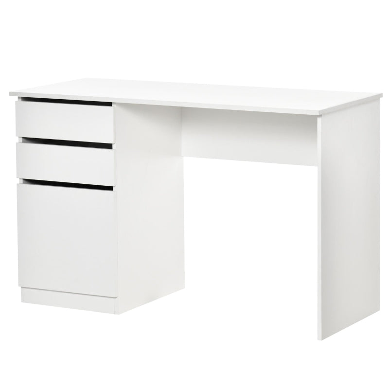 Modern Computer Desk, Home Office Desk for Study, Writing Workstation with Storage Drawer and Cabinet for Living Room, White