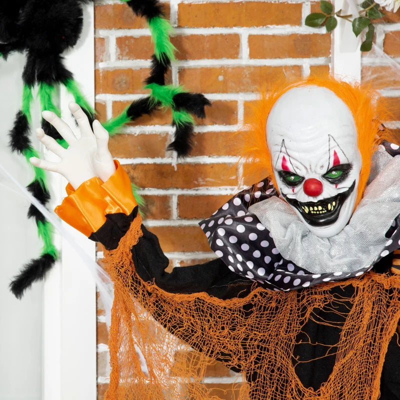 Outsunny 5ft Life-Size Talking Circus Clown – Sound & Motion Activated Halloween Decoration, Light-Up Eyes 