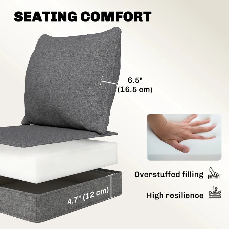 Outdoor Chair Cushions Set of 4, Fade Resistant Patio Chair Cushions for Outdoor Furniture, 24" x 24", Grey