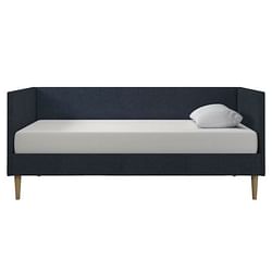 Twin Mid-Century Modern Dark Blue Linen Upholstered Daybed - Free Shipping